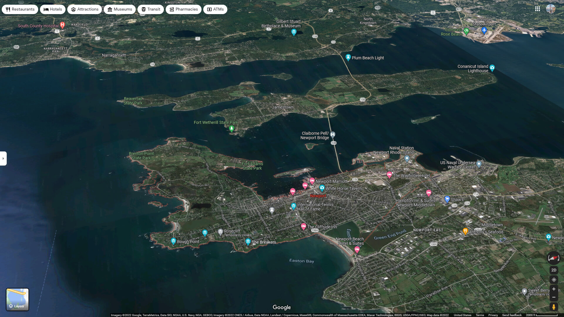 Newport Aerial Map Rhode Island